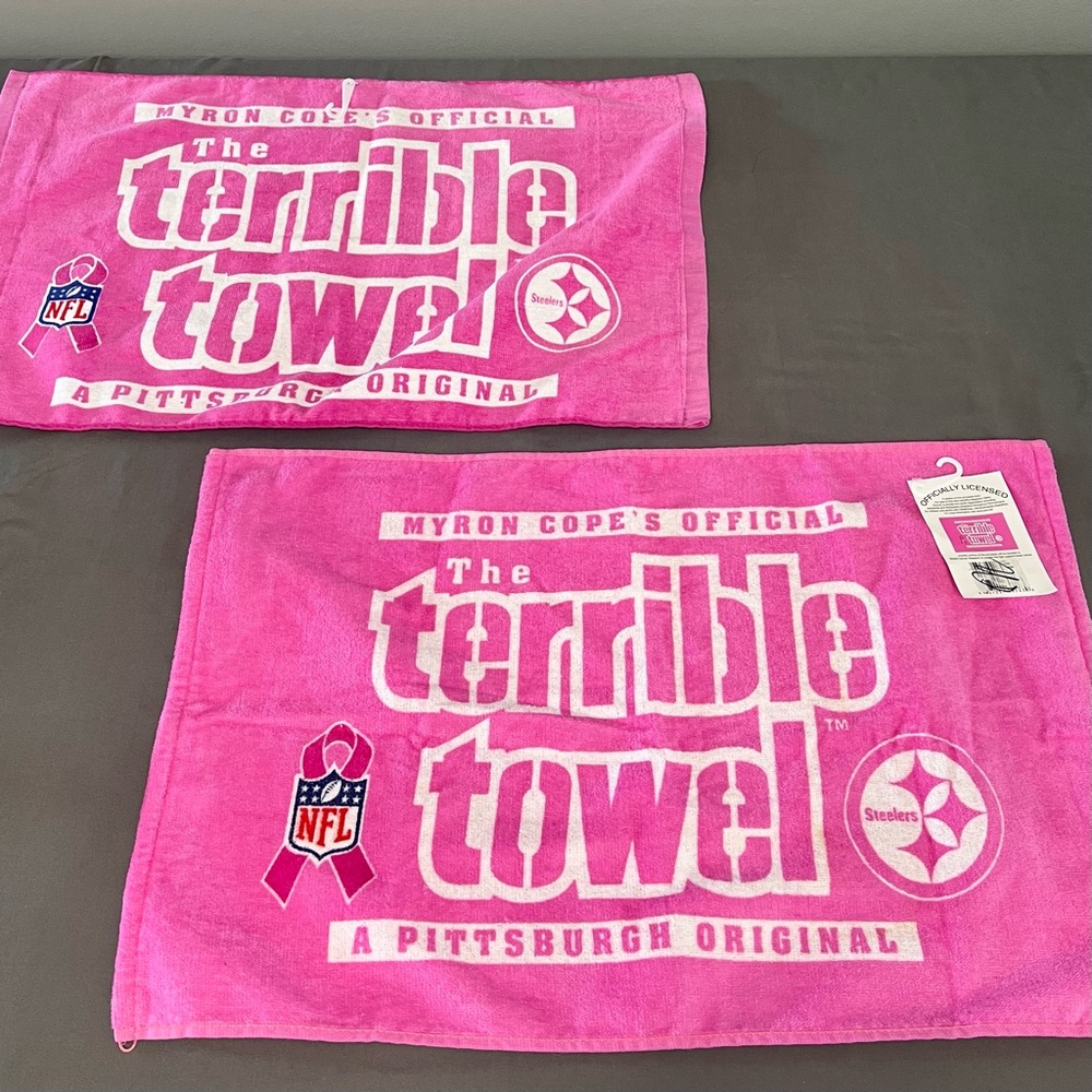 2 NWT Breast Cancer Awareness Pittsburgh Steelers Terrible Towels Pink